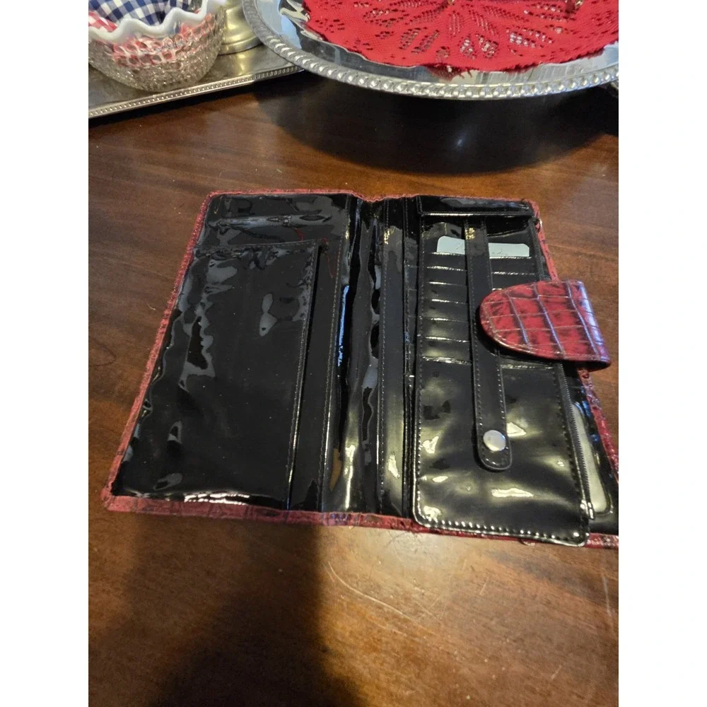 Kate Landry Faux Crocodile Burgandy Wallet
